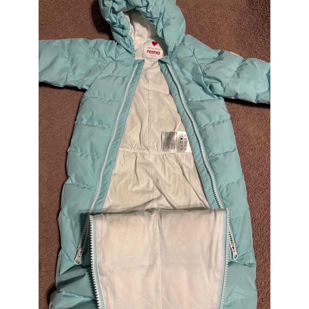 NWOT Reima Tikkanen SZ 3-6 Months Honeycomb Baby Down Snowsuit Sleeping Bag Blue - Picture 7 of 9